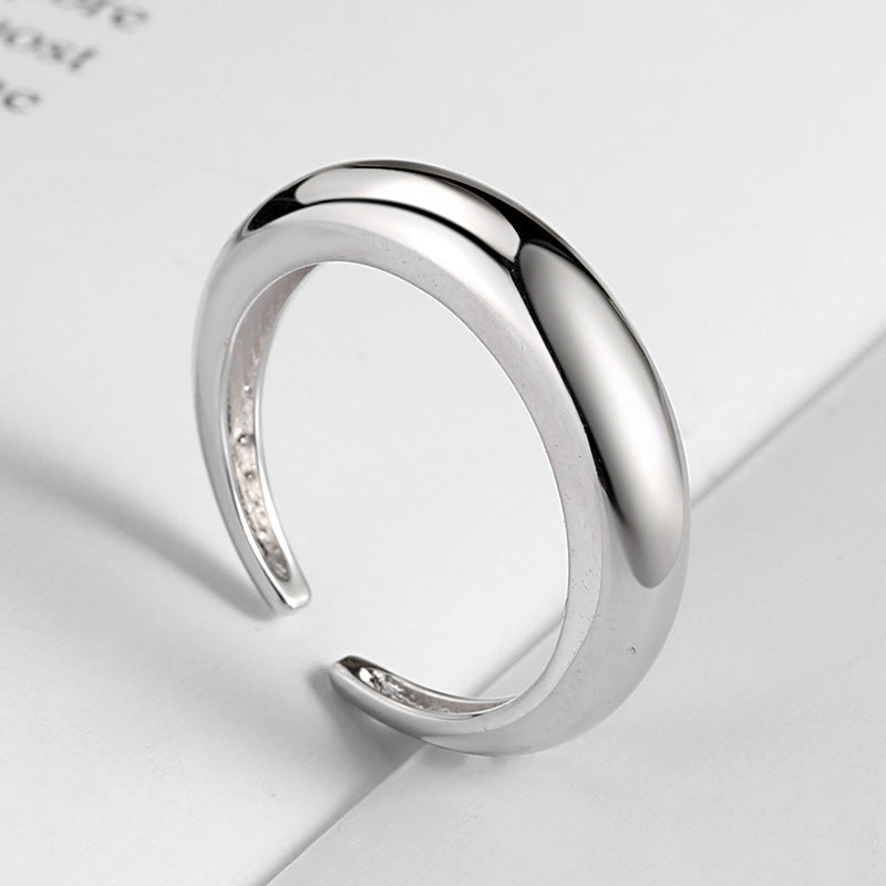 Unisex Geometric Ring Adjustable Opening Silver Band 5mm Wide Simple Durable Electroplated Jewelry Accessory Gift Ready