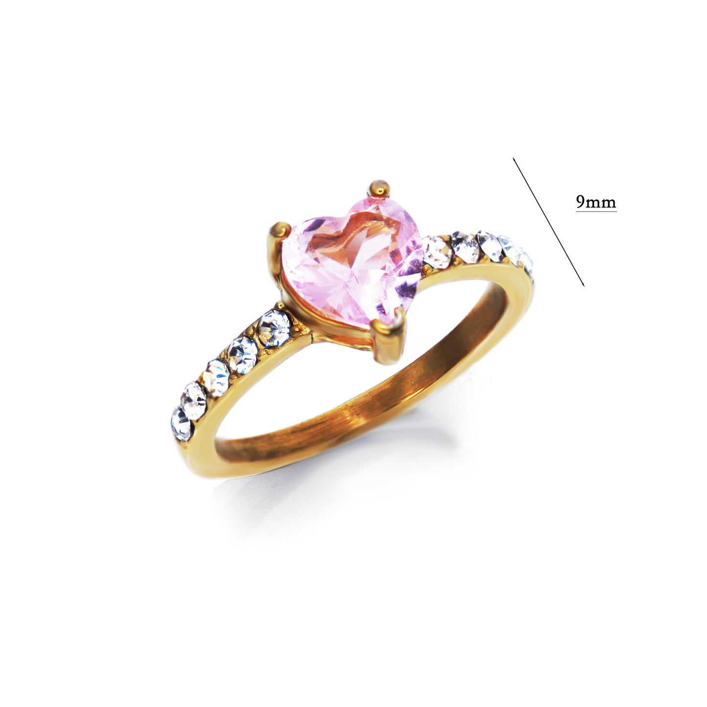 Stainless Steel Light Luxury Style Design Heart Shape Love Color Diamond Ring Type Ring Packing List Polishing