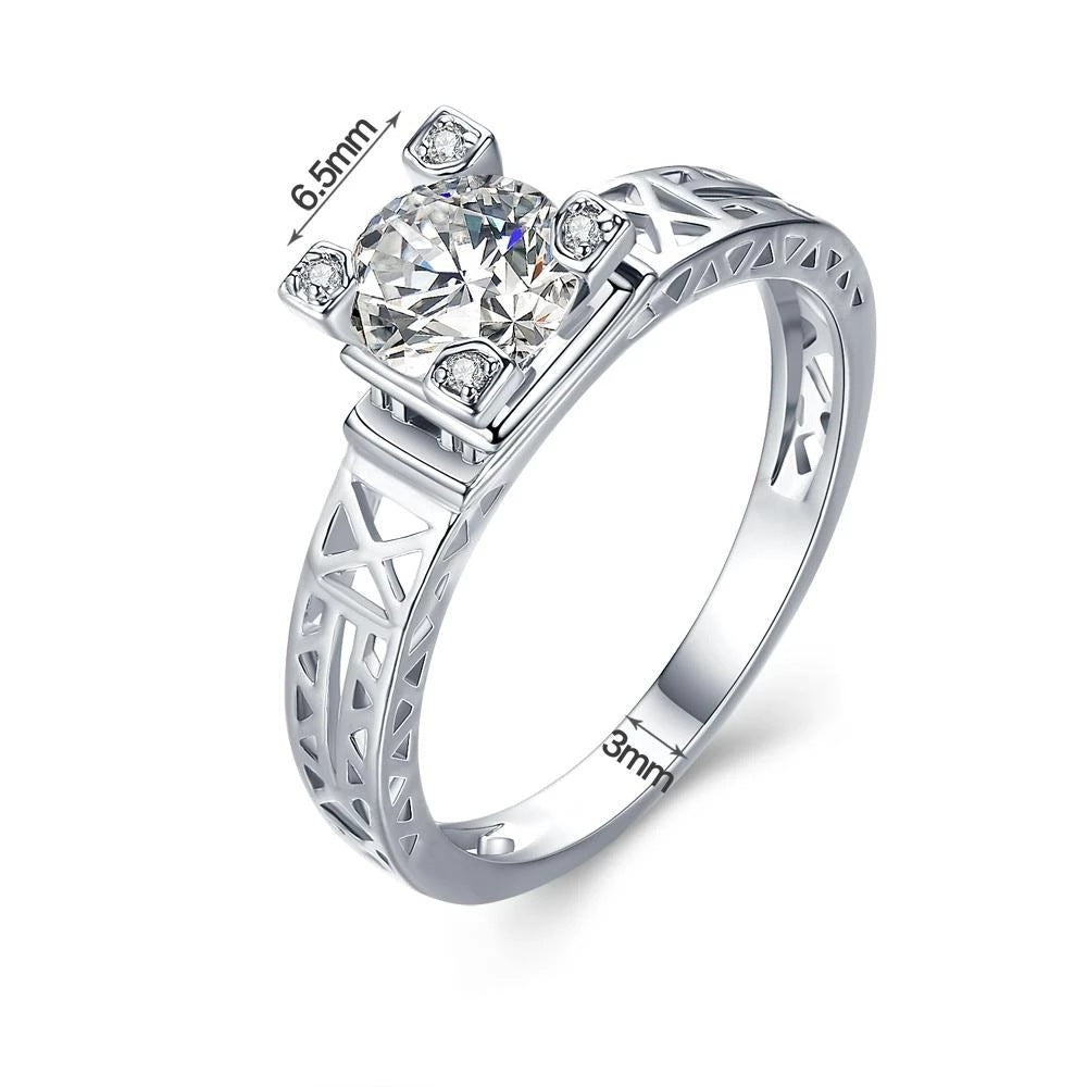 Geometric Alloy Ring With Gems Inlaid Jewelry For Women