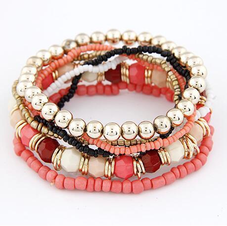Stretchable Beaded Bracelet Elastic Alloy Acrylic Bangle
