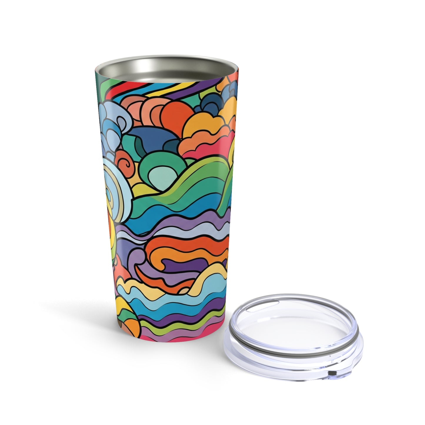 20oz Stainless Steel Tumbler With Printed Design Double Wall Vacuum Insulation Spill Proof Travel Mug