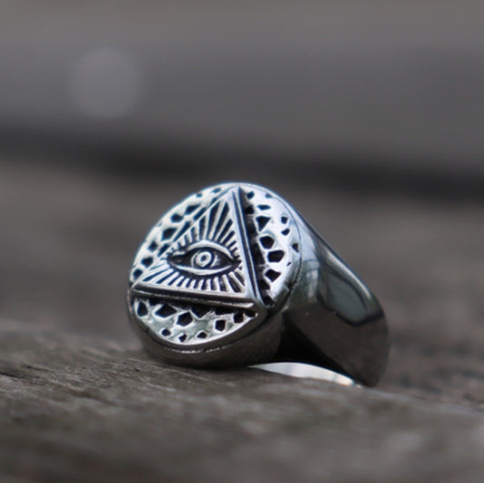 Mens Ring Geometric Triangle Design European Alloy Classic