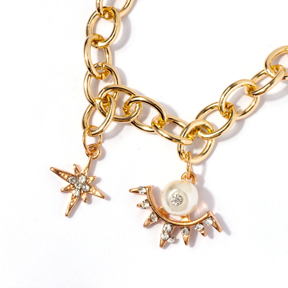 Star Bracelet With Pearl Charm Elegant Alloy Jewelry For Women Gift Starry Style Accessory Timeless Style Gift