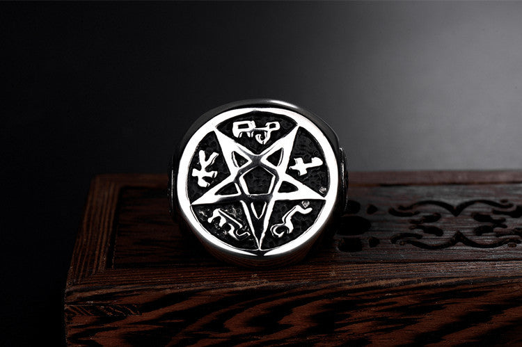 Five-star men's titanium steel ring