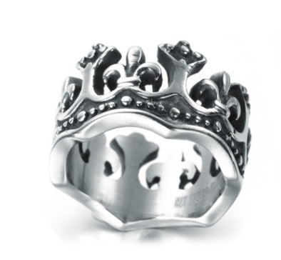 Europe and America punk gothic rock retro crown Roman titanium steel casting hipster domineering fashion men's ring ring