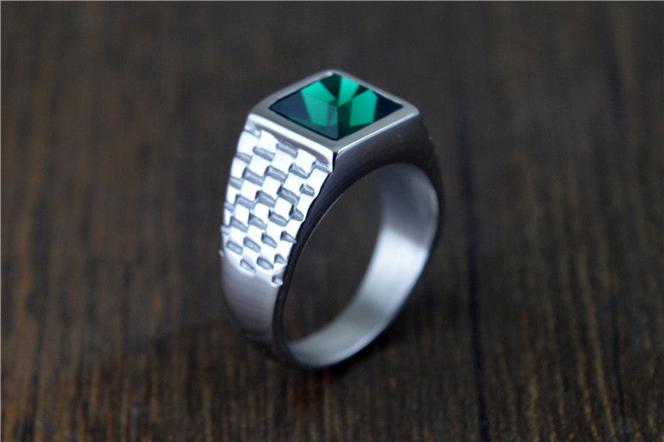 Popular Punk Retro Inlaid Jewel Pattern Titanium Steel Ring For Unisex Size 7 8 9 10 11 12 13 For Everyday Use
