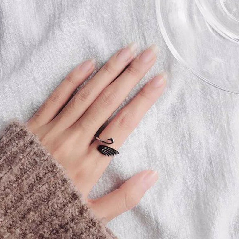 White Swan Ring Silver Plated Copper Women Jewelry Princess Style Elegant Gift Idea For Travel Elegant Gift Idea