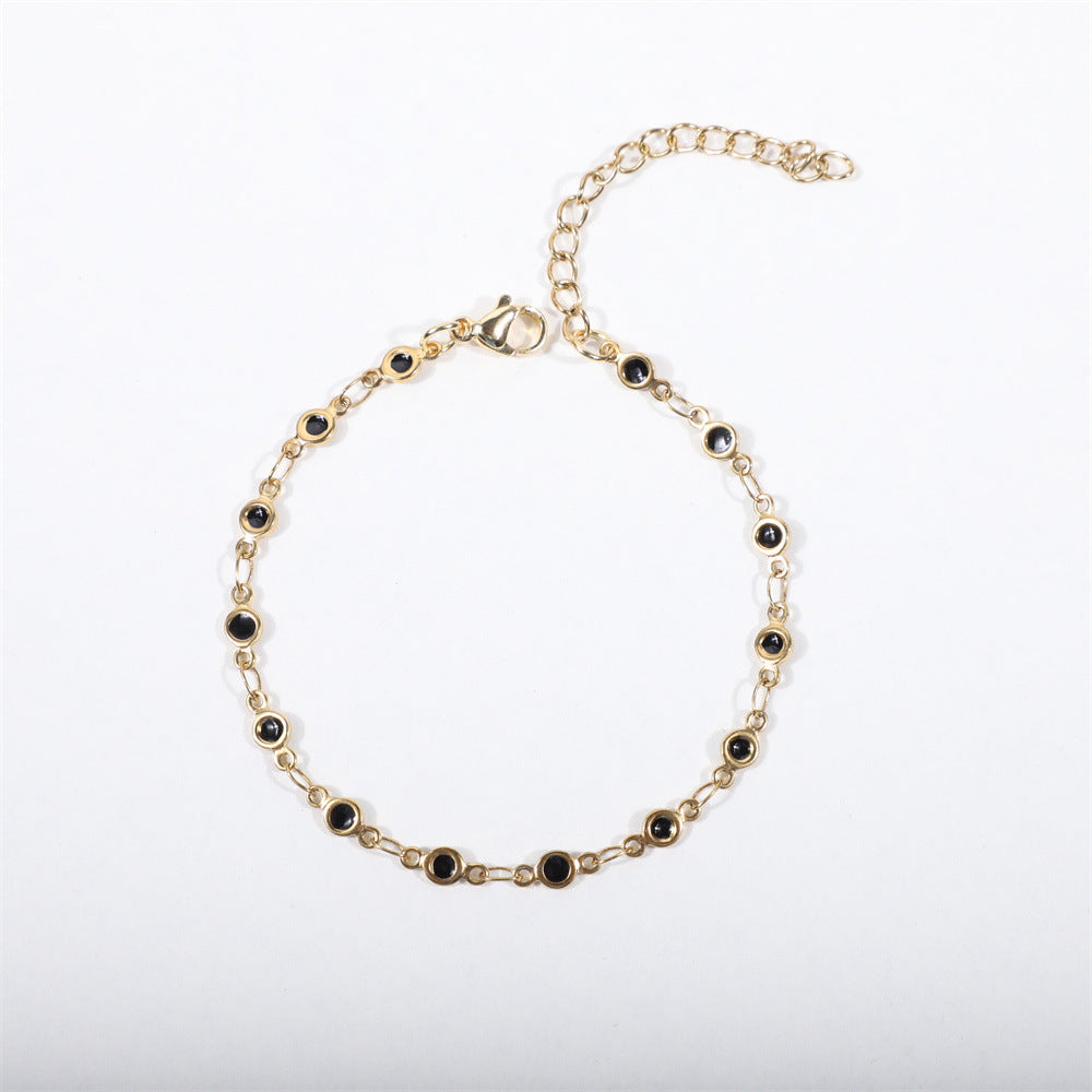 Stainless Steel Bracelet 18K Gold Plated Dripping Chain Geometric Round Element Unisex Jewelry Gift Daily Wear