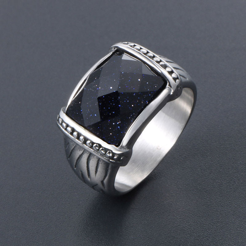 Unisex Titanium Ring With Zircon Gemstone Polished Fashion Jewelry Promise Engagement Wedding Anniversary Band