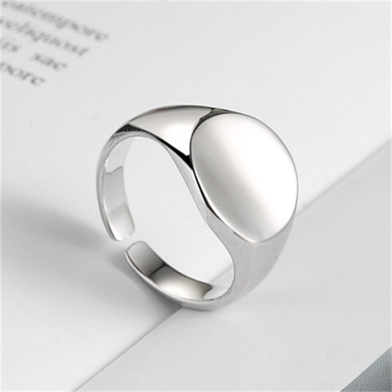 Double Layer Silver Plated Copper Ring Geometric Band With Glossy Finish Jewelry Gift For Everyday Sleek Shine