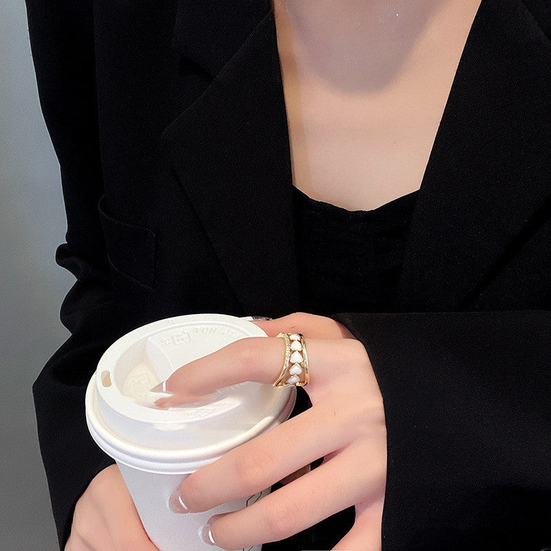 Womens Heart Ring Vintage Layered Copper Ring Electroplated Fashion Jewelry Heart Shaped Design Elegant Option