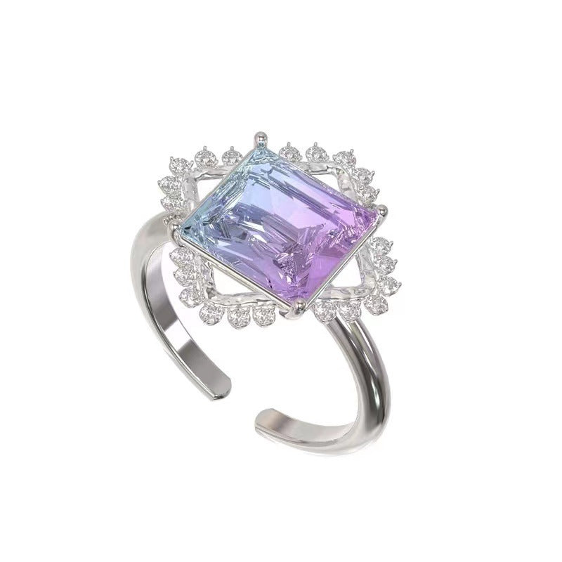 Ring Niche Design Three Dimensional Geometric Simplicity Copper Ring For Women Elegant Fashion Accessory Quartz