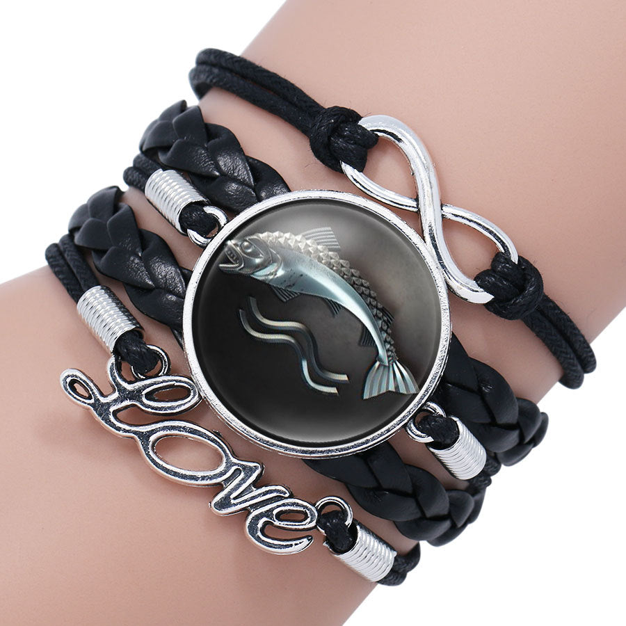 Wolf Head Infinity Bracelet Wrap With Glass Cabochon By Winter Is Coming Gift Idea Elegant Decor For Men Women