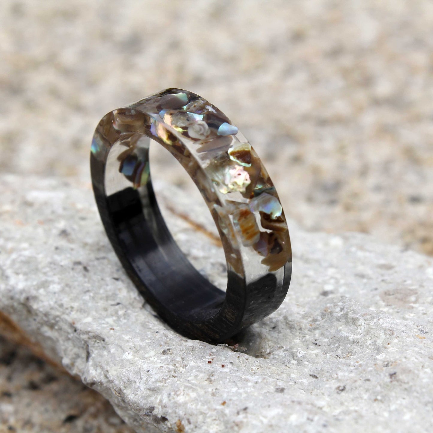 Wood Ring Purple Sandalwood Ebony Handmade Vintage Flower Style Unisex Jewelry Size 16 19mm Natural Glow Matte