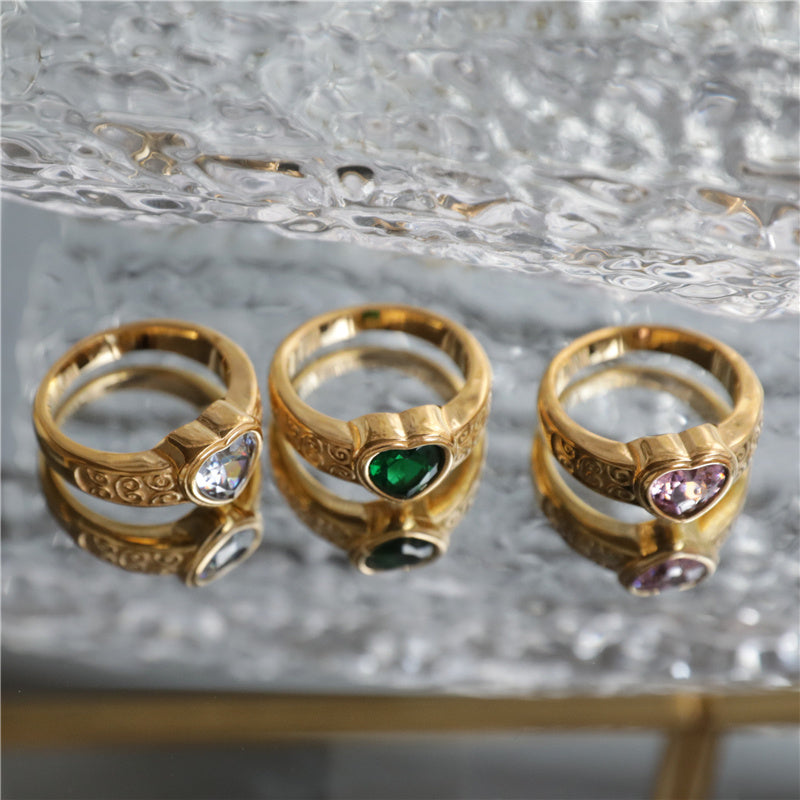 Womens Stainless Steel Ring Multicolor Zircon Love Flower Design Fashion Jewelry For Her Radiant Crystal Gleam