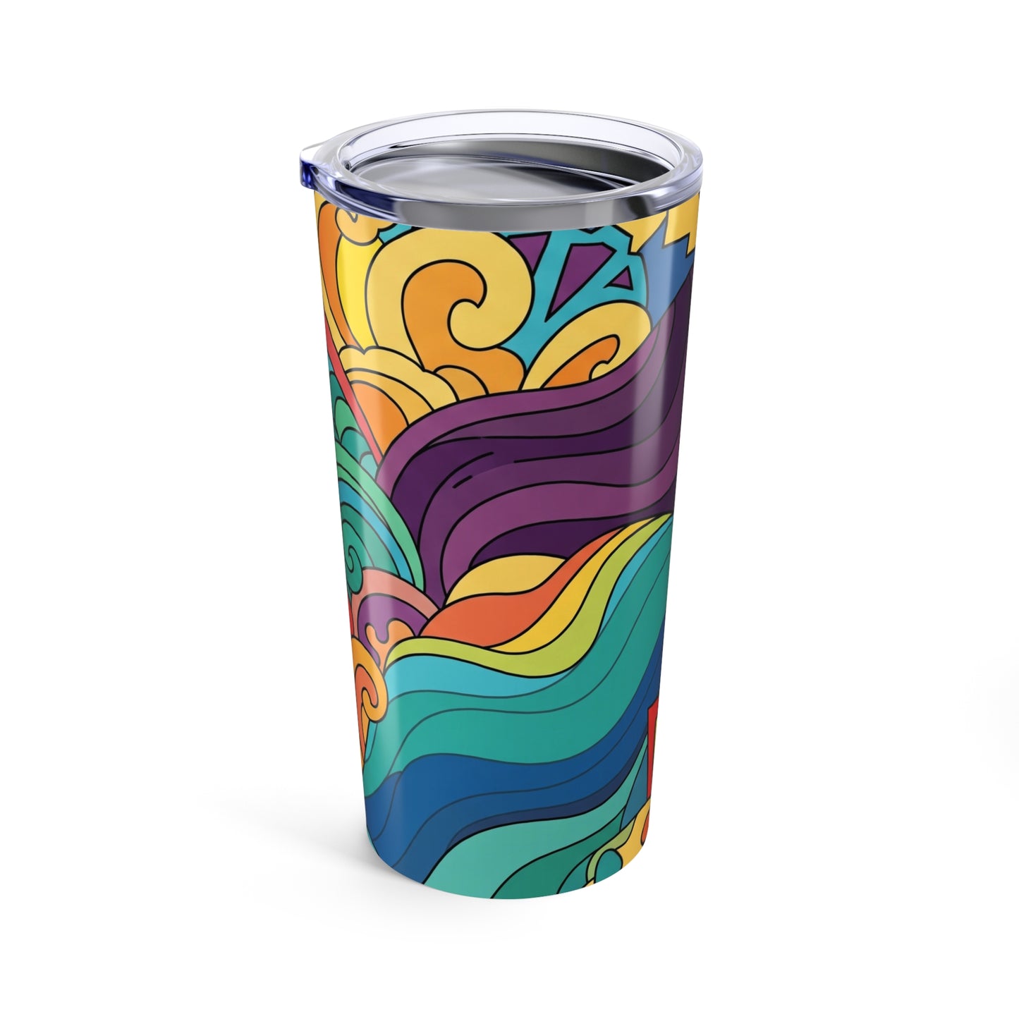 20oz Stainless Steel Tumbler With Printed Design Double Wall Vacuum Insulated Spill Resistant Lid Durable Everyday