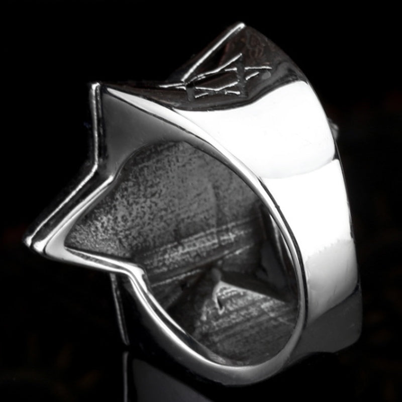 Retro Alloy Ring Six Pointed Star Design Fashion Jewelry for Women Gift Accessory Red JetBlack Plating Elegant