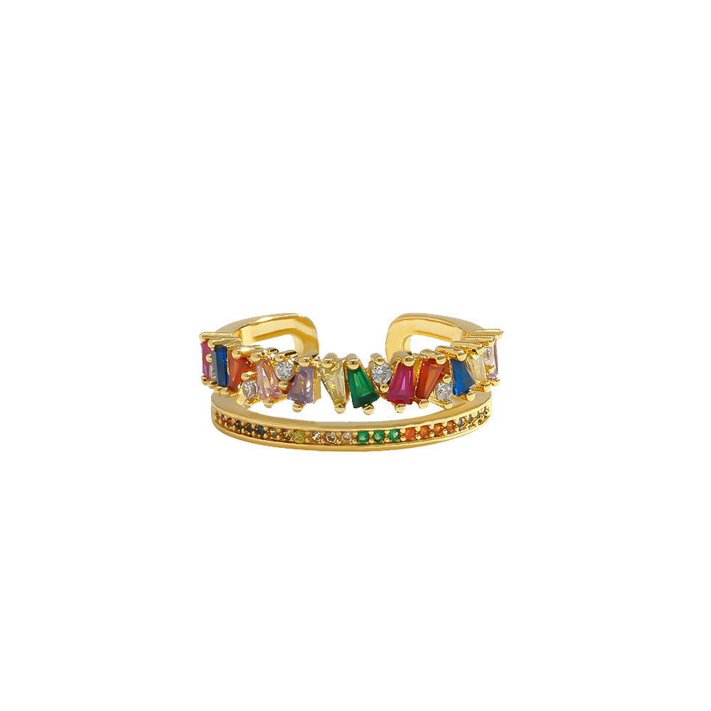Womens Micro Inlaid Colorful Zircon Crystal Ring Elegant Alloy Band Jewelry Gift Ready For Special Occasions Today