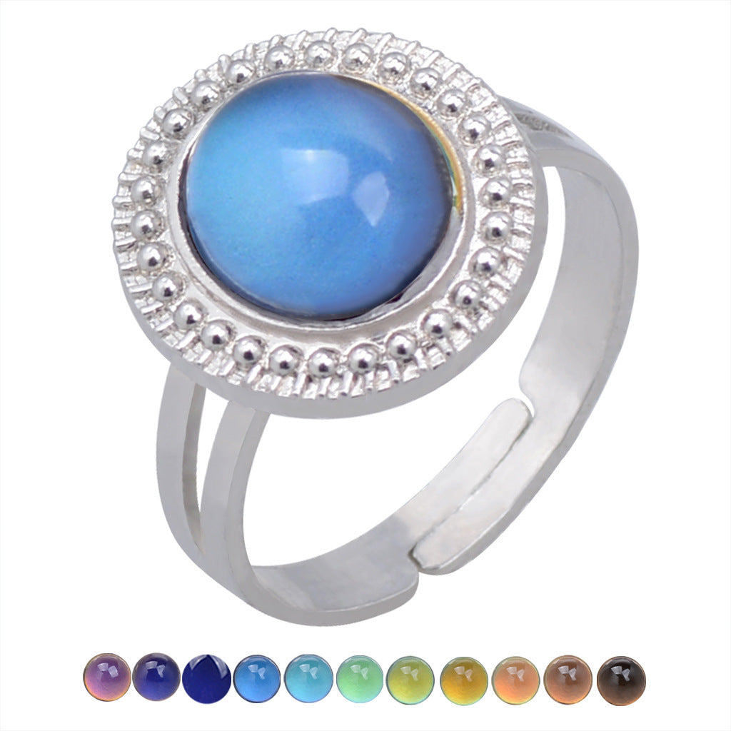 Womens Adjustable Ring With Drop Shape Gemstone Electroplated Zinc Alloy Metal Acrylic Gem Retro Palace Flower