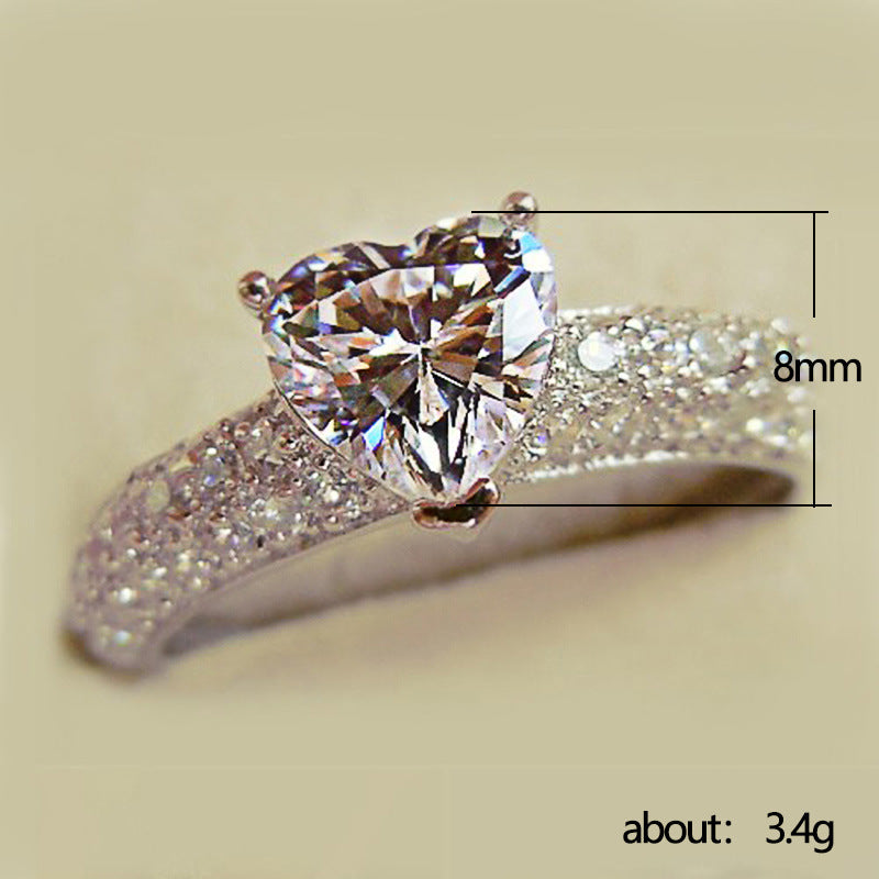 Heart Shaped Zircon Ring Gold Plated Copper Jewelry For Women Wedding Engagement Gift Elegant Dainty Brilliant Everyday