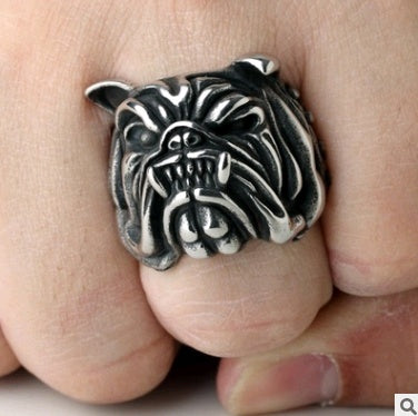 Mens Bold Bulldog Ring Plated Alloy Fashion Statement Ring Domineering Design For Men Edgy Style Gift Trendy Gift Idea