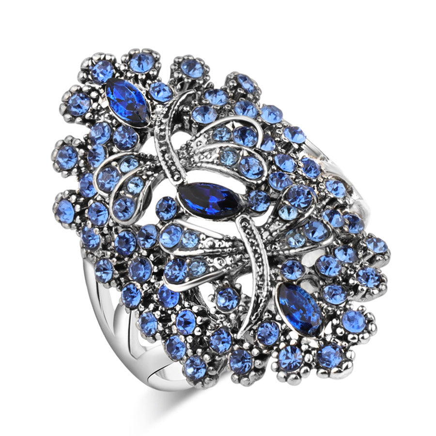 Vintage Dragonfly Ring For Women Alloy Electroplated With Gem Inlay And Elegant European Style For Travel Lovers