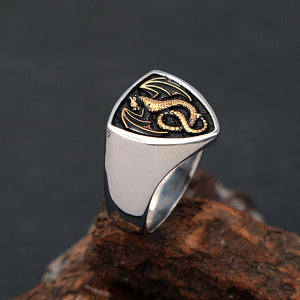 Unisex Dragon Ring Zodiac Fashion Ring Alloy Statement Ring Gold Finish Dragon Jewelry Ring Ring Men And Women