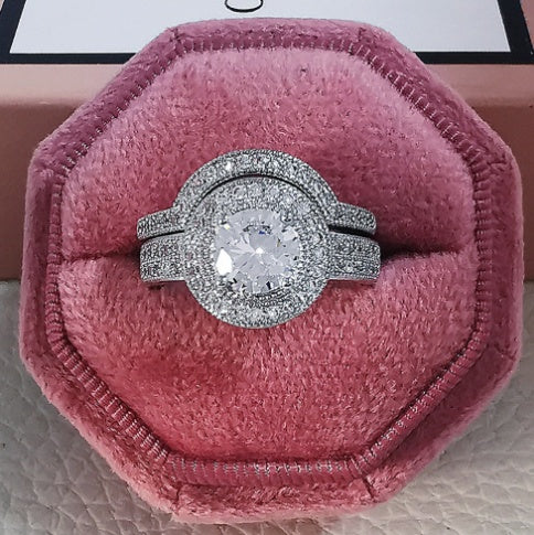 Womens 925 Sterling Silver Ring Zircon Inlay Band For Her Simple Silver Ring Size 5 6 7 8 9 10 Style Band Ring