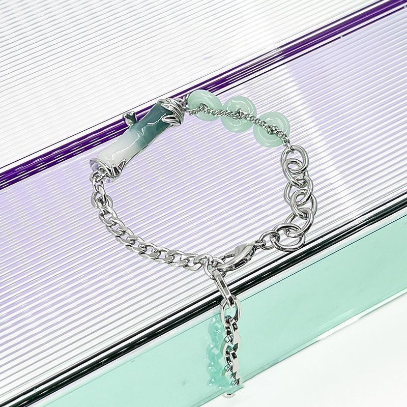 Unisex Alloy Bracelet With Bamboo Buckle Rhombus And Drop Shape Electroplated Finish Jewelry For Men And Women