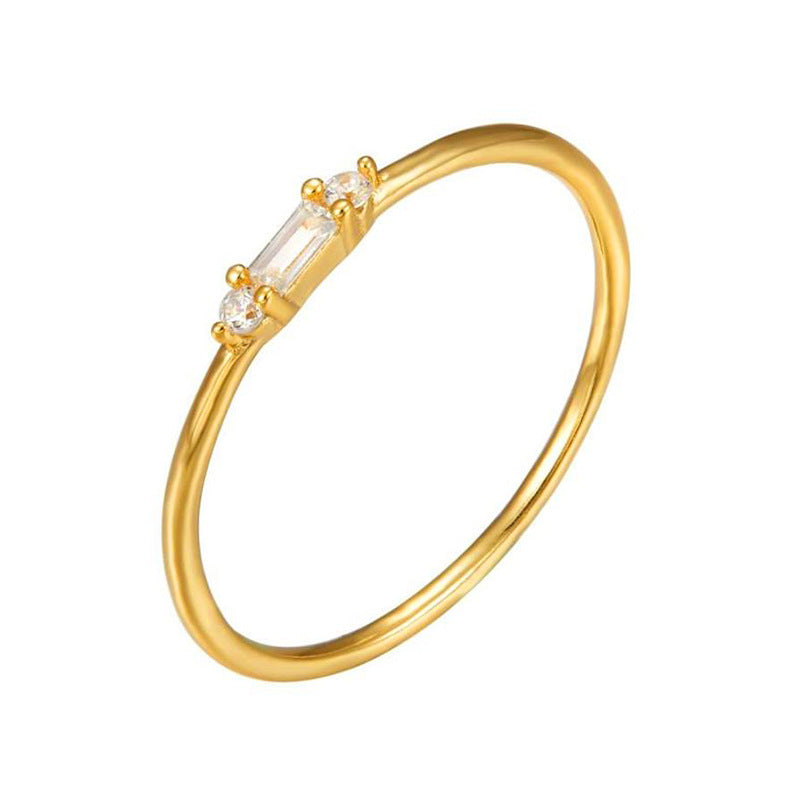 Womens Personalised Diamond Set Ring Minimalist Gold Silver