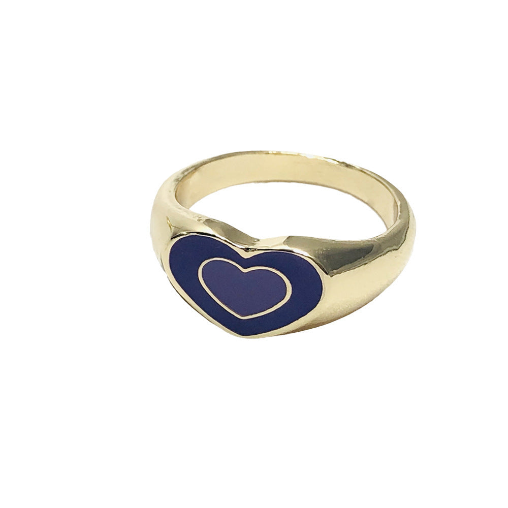 Womens Heart Shaped Ring Gold Plated Silver Tone Copper Electroplated Gift Jewelry For Anniversary Lovely Look