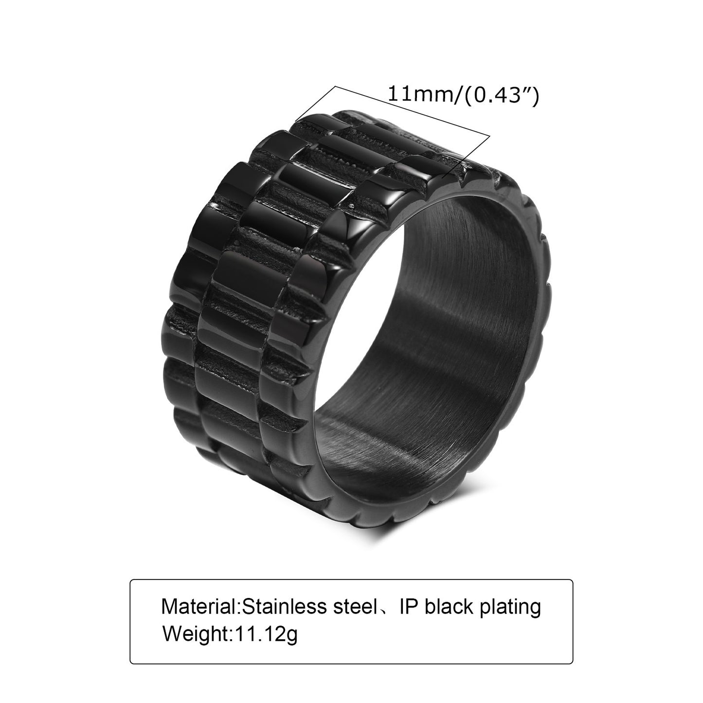 Stainless Steel Strap Ring Gold Tone Unisex Wide Band Hip Hop Jewelry Ring Sizes 7 8 9 10 11 12 Durable Comfort