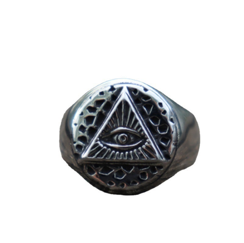 Mens Ring Geometric Triangle Design European Alloy Classic