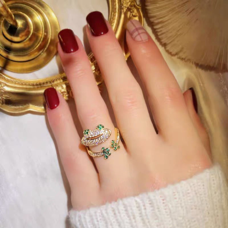 Womens Adjustable Frog Ring Copper Material Playful Jewelry Inspired By Japanese And Korean Animal Design Durable Gift