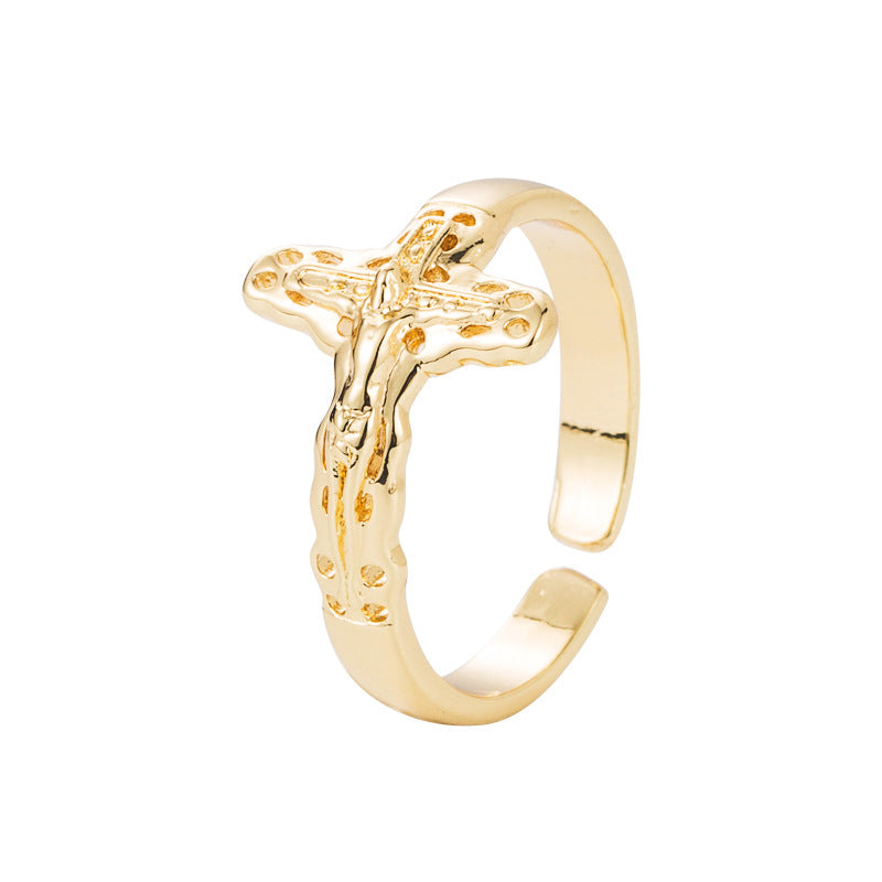 Womens Adjustable Copper Ring Gold Plated With Zircon Inlaid Geometric Design Elegant Wedding Jewelry For Women