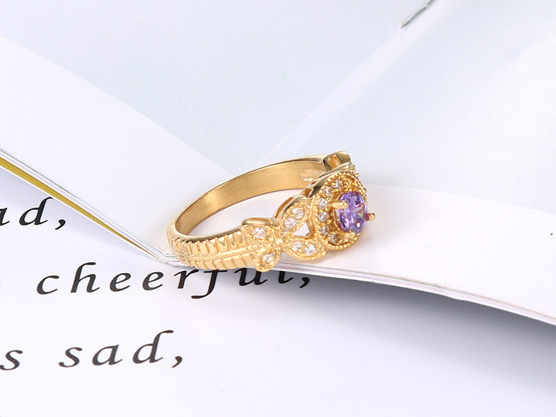 Stainless Steel Ring Geometric Inlaid Ornament Durable Polished Versatile Everyday Fashion Jewelry Modern Look