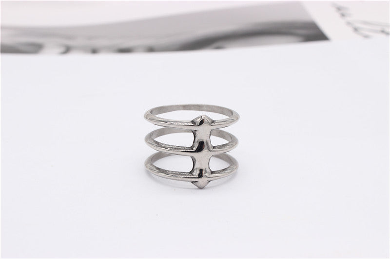Mens Womens Titanium Steel Ring Three Ring Design Fashion Jewelry Cool Statement Ring Unisex Accessories Band Ring For Him or Her