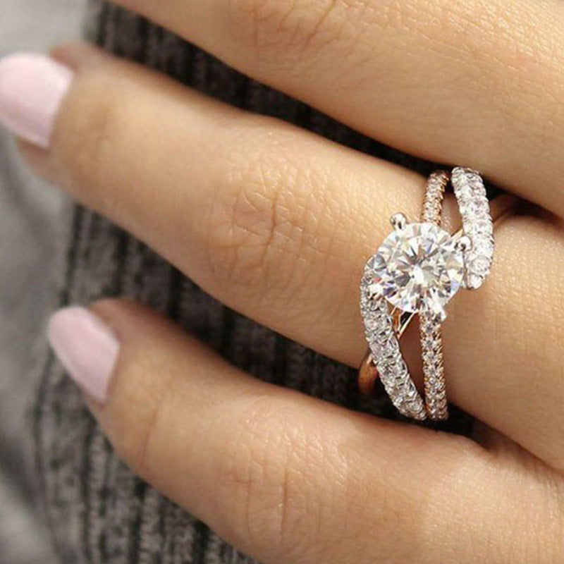 Gold Plated Floral Ring With Artificial Gemstones For Women
