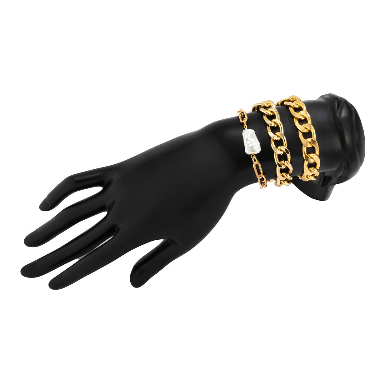 Women Bracelet Set Metal Bangle With Imitation Pearl Charm