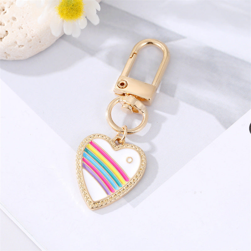 Eye Keychain Pendant Durable Metal Key Chain With Love Heart Design Carved Oil Dripping Decoration Extra Shine