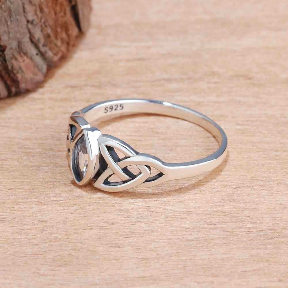Vintage 925 Sterling Silver Ring With Cubic Zirconia Inlay Geometry Design For Women Jewelry Gift For Weddings