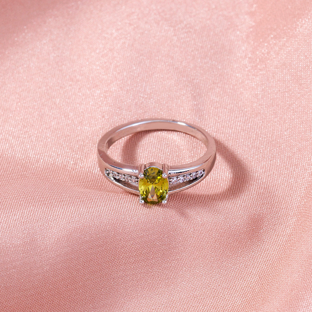 Womens Adjustable Copper Rings Oval Green Gem Micro Inlaid Zircon European Fashion Rings Adjustable Fit Copper