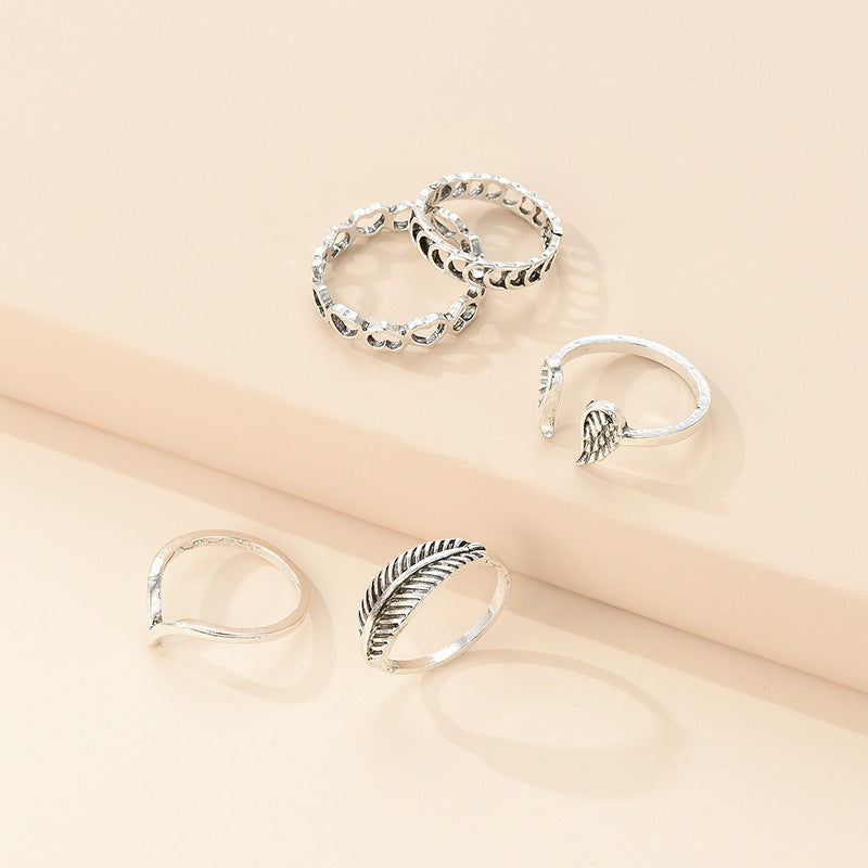 Geometric Ring Set for Women Electroplated Knuckle Rings