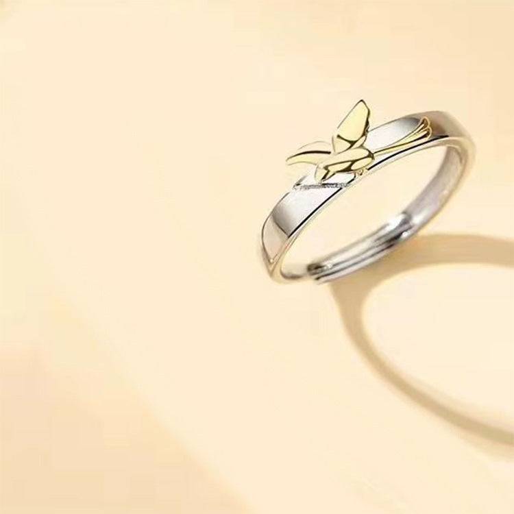 Couple Rings Matching Set Fashion Minimalist Geometric Copper Ring For Him And Her With Bird Design Collection