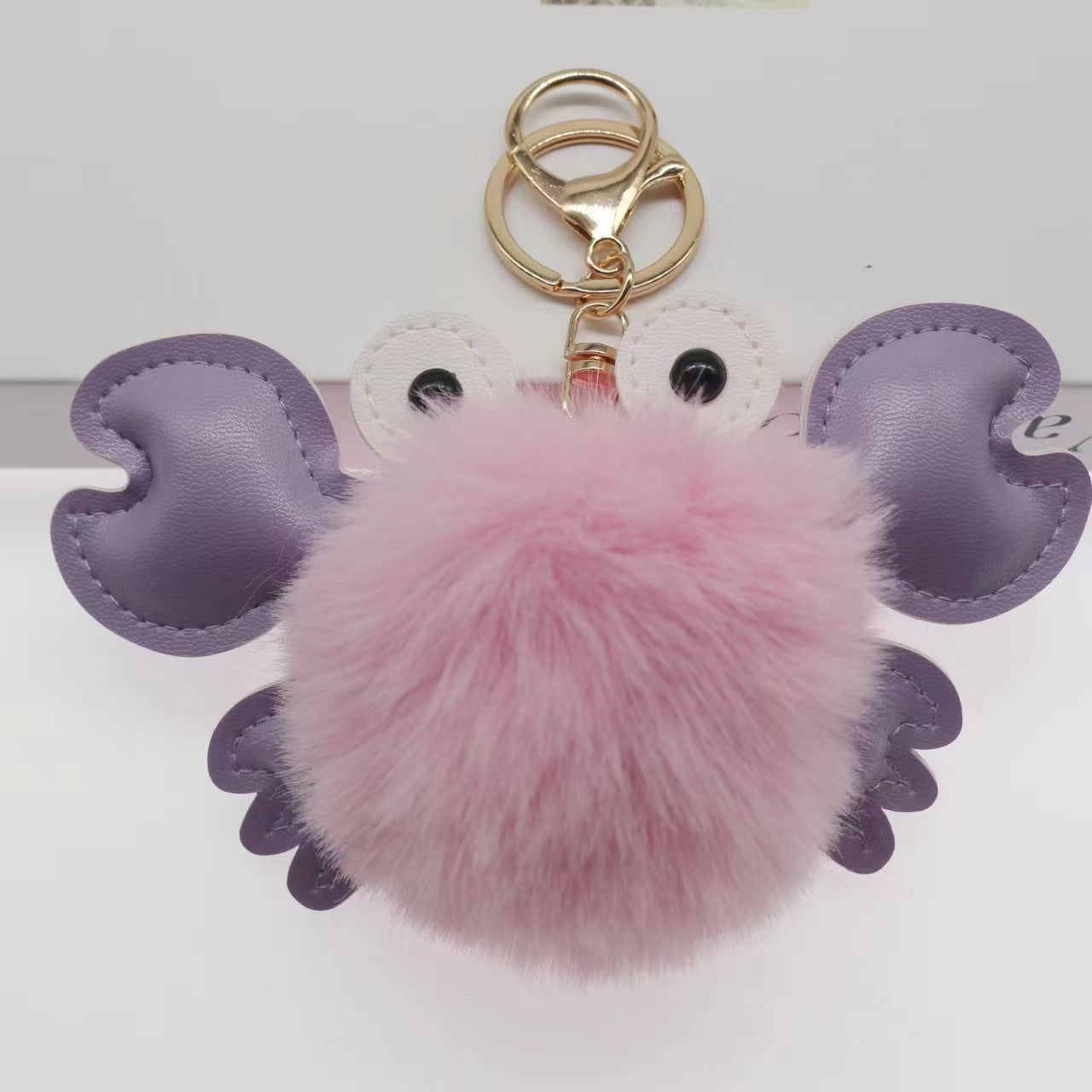 Crab Keychain Adorable Cartoon Crab Pendant Sewn Faux Leather Accessory Cute Crab Design Perfect Gift Great Gift