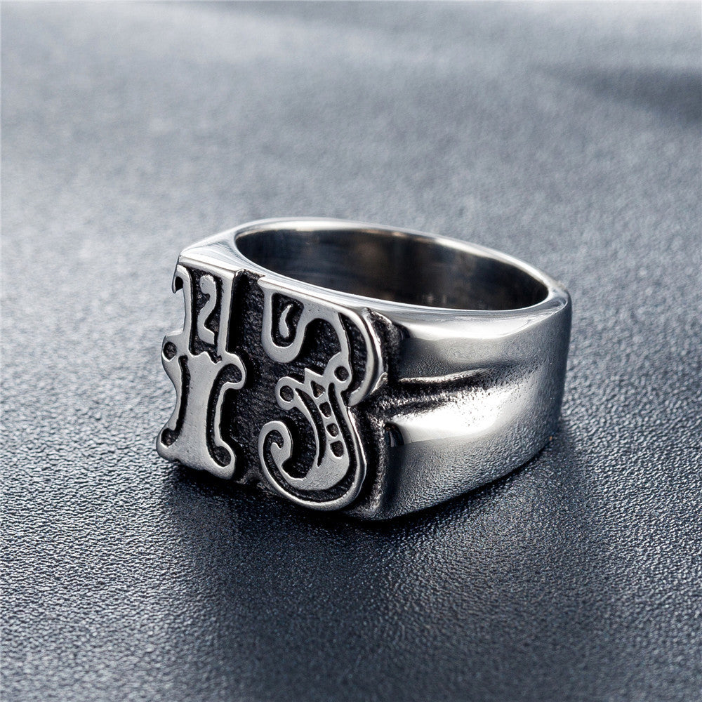 Retro Personalized Digital Titanium Steel Men's Ring