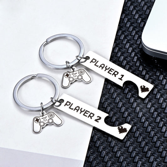Set Of 2 Personalized Stainless Steel Keychains Minimalist Fashion Jewelry Electroplated Silver Pendants Daily