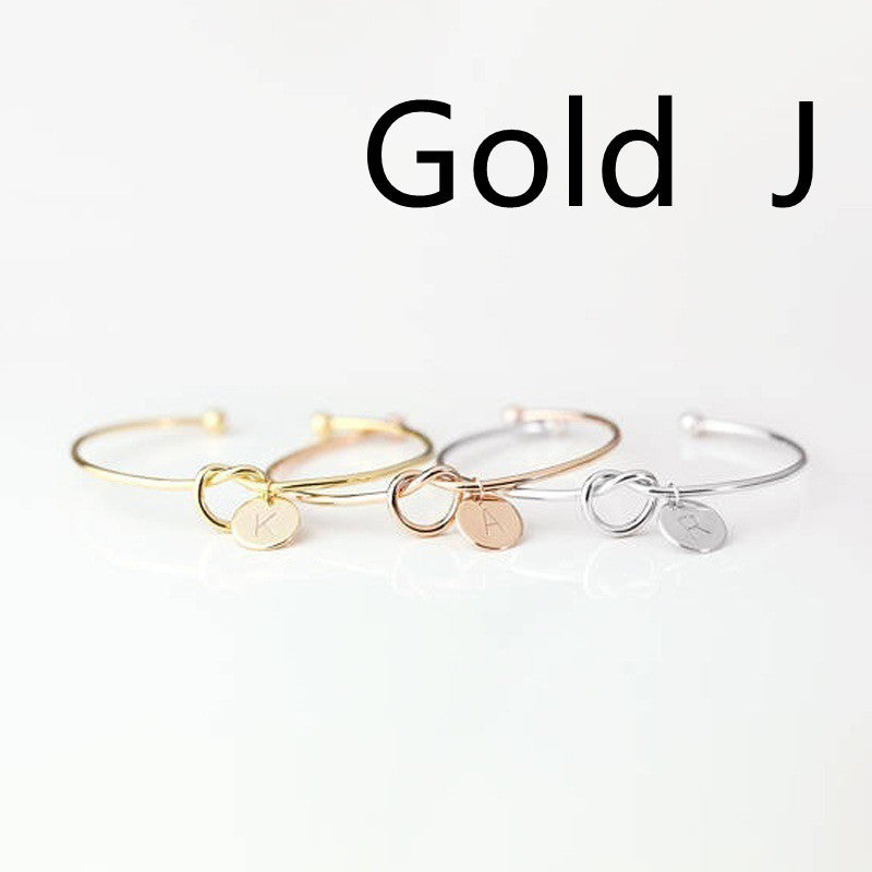 Womens Alloy Letter Bracelet Dead Knot Bangle Jewelry Gold