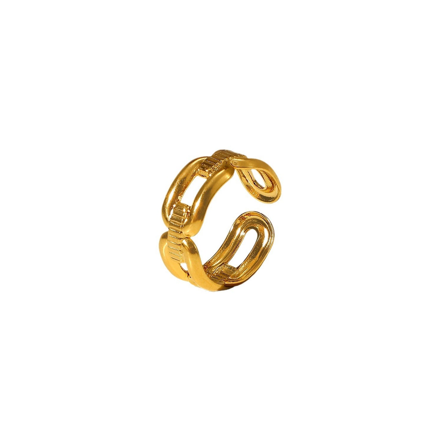 Ring Four Rectangular Buckle Ring 18K Gold Plated Stainless Steel Women Adjustable Opening Stainless Steel Ring