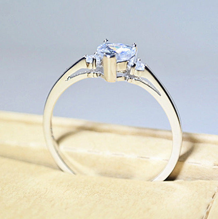Heart Shaped Vintage Ring Diamond Zircon Silver Plated Copper White Gold Plated Anniversary Gift For You Today